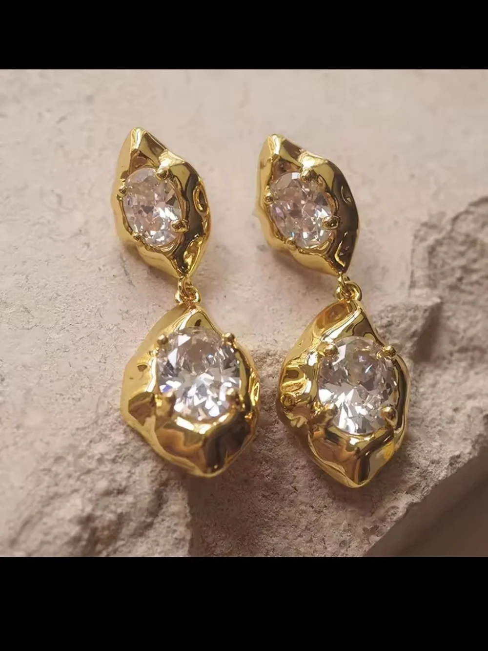 Golden Glow Crystal Drop Earrings